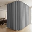 MaKefeile Room Divider Curtains &amp; Flexible Bendable Tracks Set(W12.5 × H8 FT 1 Panel Grey Drape &amp; White Rail)