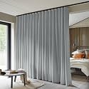 MaKefeile Room Divider Curtains Total Blackout Privacy Curtain Panel Room Thermal Insulated Noise Reduction Curtain for Bedroom Window Living Room Ceiling Track Curtain W 8.3 ft × H 7 ft Light-Grey.