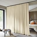 MaKefeile Blackout Room Divider Curtains, 8.3 ft x 8 ft, Polyester, Solid Pattern, Pleated Top, Beige