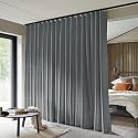 MaKefeile Room Divider Curtains Total Blackout Privacy Curtain Panel Room Thermal Insulated Noise Reduction Curtain for Bedroom Window Living Room Ceiling Track Curtain W 12.5ft × H 8ft Dark Grey