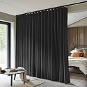 MaKefeile Room Divider Curtains Total Blackout Privacy Curtain Panel Room Thermal Insulated Noise Reduction Curtains for Bedroom Window Living Room Ceiling Track Curtain W 15 ft × H 9 ft Black