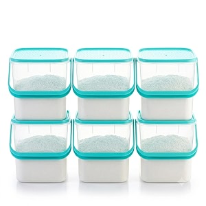 makekartz premium 5kg square plastic storage container box with handle  airtight kitchen canister for rice flour amp food grains  stackable durable bpa-free shatterproof organizer  pack of 6