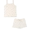 MakeMake Organics GOTS Certified Organic Cotton Baby Kids Toddler Girl Top and Short Outfit Set - Pixie Dots, 3-4 Years