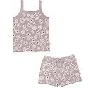 MakeMake Organics GOTS Certified Organic Cotton Baby Kids Toddler Girl Top and Short Outfit Set - Daisies, 2-3 Years