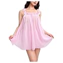MakeMeChic Women's 2 Piece Sexy Lingerie Dress Set Bow Babydoll Nightgown