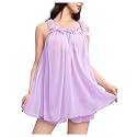 MakeMeChic Women's 2 Piece Sexy Lingerie Dress Set Bow Babydoll Nightgown