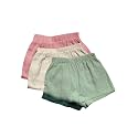 MakeMeChic Women's 3 Pack Linen Shorts Gingham Striped Beach Shorts