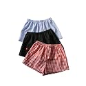 MakeMeChic Women's 3 Pack Linen Shorts Gingham Striped Beach Shorts