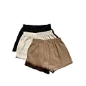 MakeMeChic Women's 3 Pack Linen Shorts Gingham Striped Beach Shorts