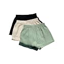 MakeMeChic Women's 3 Pack Linen Shorts Gingham Striped Beach Shorts