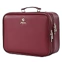 Makeup Bag with LED Lighted Mirror 12.2 IN Cosmetic Train Case Double Layer