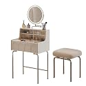 Makeup Desk Small Space, Vanity Desk with Mirror and Lights for Girls 3 Lighting Modes with Adjustable Brightness, Small Vanity Desk with Drawers Suitable for Ladies Girls.