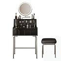 Makeup Desk Small Space, Vanity Desk with Mirror and Lights for Girls 3 Lighting Modes with Adjustable Brightness, Small Vanity Desk with Drawers Suitable for Ladies Girls.