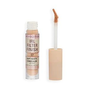 makeup revolution- irl filter finish concealer- c7  full coverage  breathable and lightweight blends effortlessly  soft matte finish crease proof sweat proof waterproof  6gm