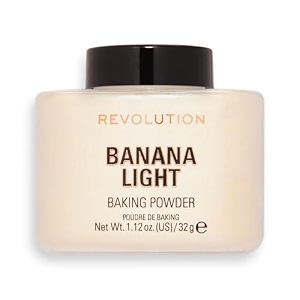 makeup revolution loose baking powder  banana light  brightening amp oil-control setting powder  smooth matte finish  ideal for light to medium skin tones  32g