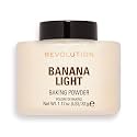 Makeup Revolution Loose Baking Powder – Banana Light | Brightening & Oil-Control Setting Powder | Smooth Matte Finish | Ideal for Light to Medium Skin Tones | 32g