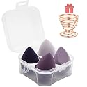 Makeup Sponges Set - Beauty sponges Blending Blenders with 1 Holder and Egg Case, Flawless for Cream, Powder and Liquid (Purple, 4Pcs+1Holder+ case)