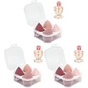 Makeup Sponges Set - Beauty sponges Blending Blenders with 1 Holder and Egg Case, Flawless for Cream, Powder and Liquid (Pink, 4Pcs+1Holder+ case) (Pack of 3)