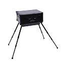 Makeup Train Case with 4 Rolling Wheels &amp; Lights &amp; Mirror Adjustable Legs Rolling Make-Up Case Cosmetic Train Table 12V Mobile Barber Station for Hairstylists Nail Tech (Black)