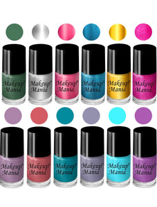 makeupmania angelic nail polish set of 12 pcs set  154 silver golden green blue