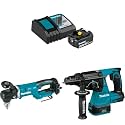 Makita 18V LXT Brushless 1/2" Right Angle Drill &amp; 1" SDS-Plus Rotary Hammer With Battery and Charger Starter Pack (5.0Ah)