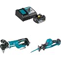 Makita XAD05Z 1/2" Right Angle Drill &amp; XRJ08Z Compact Recipro Saw - 18V LXT Brushless with BL1850BDC1 5.0Ah Battery &amp; Charger Starter Pack