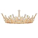 Makone Queen Crown for Womens Gold Tiara with Clear Rhinestone for Halloween Birthday Girls Prom Halloween Bridal Party