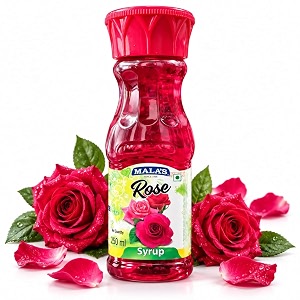 mala39s rose syrup  mixer for milkshake rosemilk mocktails cocktails drinks juices beverages  250ml bottle