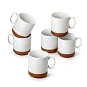 MALACASA 12oz Ceramic Coffee Mugs Set of 6, Khaki White