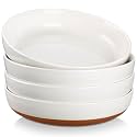 MALACASA 48 Oz Pasta Bowls Set of 4, Ceramic Soup Bowls, TARA Khaki White