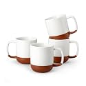 MALACASA Ceramic 11oz Coffee Mugs Set of 4, Khaki White