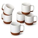 MALACASA Ceramic 16oz Coffee Mugs Set of 6, Khaki White