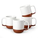 MALACASA Ceramic 16oz Coffee Mugs Set of 4, Khaki White