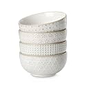 MALACASA Cereal Bowls, 30 Ounce Ceramic Soup Bowl for Kitchen, Stoneware Bowls Set of 4 with Embossment for Pho, Chip, Fruits, Salad, Noodle, Ramen - 6 Inch, Arctic White Series LYDIA
