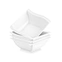 MALACASA Cereal Bowls Set of 4, 30 OZ Ivory White Square Bowls for Kitchen, Ceramic Soup Bowls Cereal Bowls, Serving Bowls Set for Dessert, Oatmeal, Cereal, Microwave & Dishwasher Safe, Series Flora