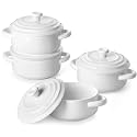 MALACASA Mini Cocotte Set of 4, 14 OZ Ceramic Casserole Dishes with Lids