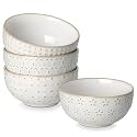 MALACASA Small Bowls, 14 Ounce Ice Cream Bowl, Stoneware Dessert Bowls Set of 4 with Embossment for Snack, Chip, Fruits, Side Dishes - 4.5 Inch, Arctic White Series LYDIA