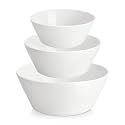 MALACASA White Serving Bowls Set of 3, Ceramic Mixing Bowl for Kitchen