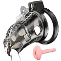 Male Chastity Cage - Lightweight Black Penis Cage with Soft Plastic Front &amp; 6 Sizes Rings, Comfortable Bondage Chastity Device for Men, Perfect for Long-Term Wear, Erection Control &amp; Bondage Play