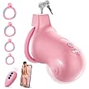 Vibrating Chastity Cage for Men App Control Pink Silicone Cock Cage Sex Toy