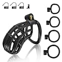 Male Chastity Device Cock Cage - UTIMI Large Plastic Chastity Cage for Man Penis Exercise 3D Printed Bondage Gear &amp; Accessories Lightweight Adult Sex Toy with 4 Sizes Rings Invisible Lock and Key