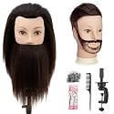 Male Mannequin Head with Hair &amp; Beard, 10" Barber Practice Head Cosmetology Training Manikin Head Doll for Hair Styling Cutting &amp; Beard Trimming with Clamp (Black)