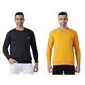 MALENO Full Sleeves Round Neck Charcoal Grey &amp; Yellow Sweat Shirt