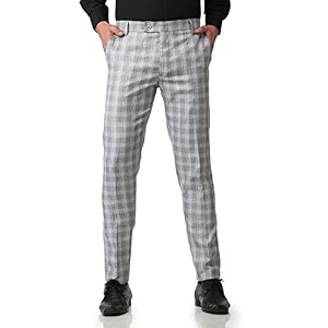 MALENO Mens Polycotton Slim Fit Checkered Trouser