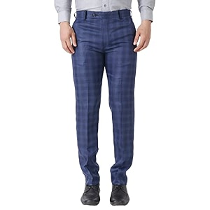 MALENO Mens Polycotton Slim Fit Checkered Trouser