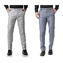 MALENO Men39s Polycotton Slim Fit Checkered Trouser