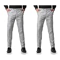 MALENO Men39s Polycotton Slim Fit Checkered Trouser