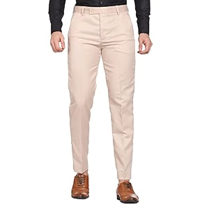 MALENO Mens Regular Fit Polycotton Solid Trouser