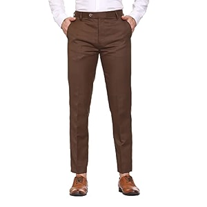 MALENO Mens Regular Fit Polycotton Solid Trouser