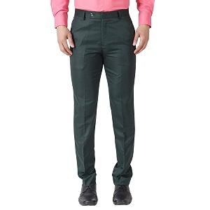 MALENO Mens Slub Effect Solid Trouser